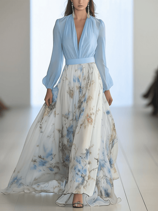 Tess Long Dress with Floral Print