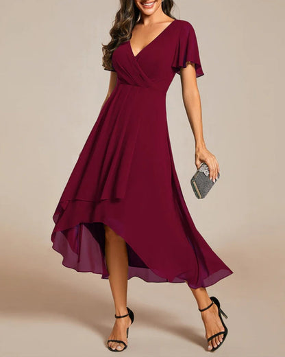 Sigrid Elegant Midi Dress with V-Neck