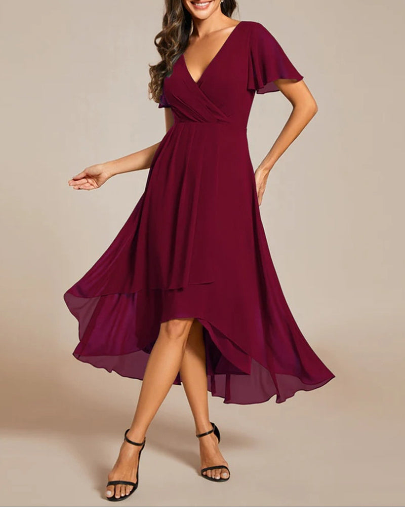 Sigrid Elegant Midi Dress with V-Neck