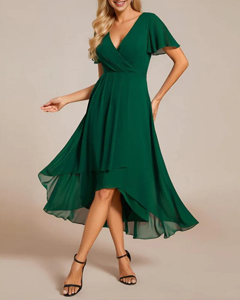 Sigrid Elegant Midi Dress with V-Neck