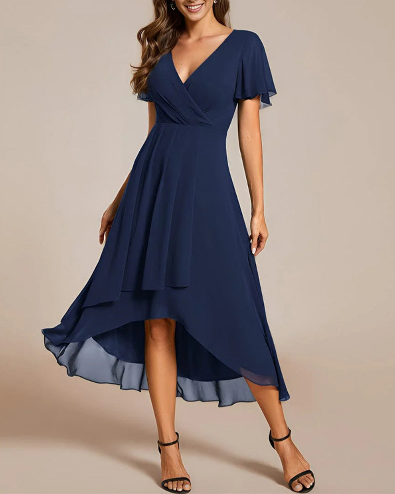 Sigrid Elegant Midi Dress with V-Neck