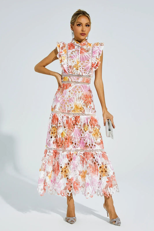 Paula Hollow Sleeveless Midi Dress