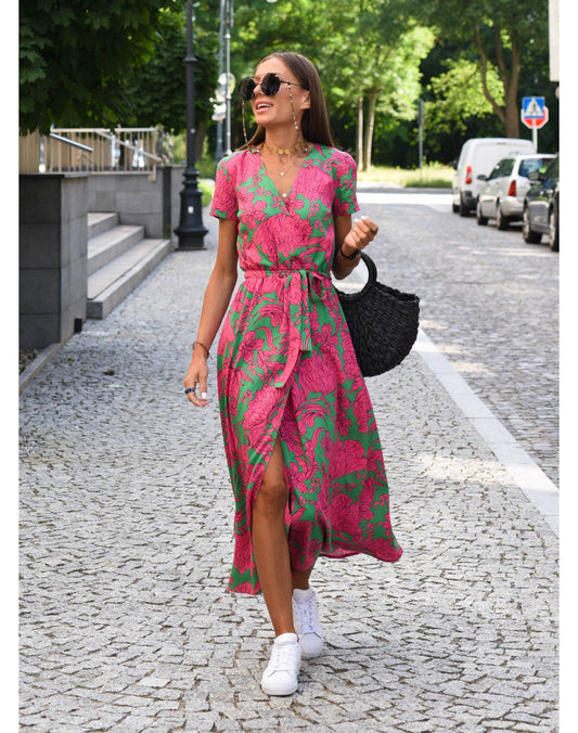 Lina Floral Wrap Midi Dress