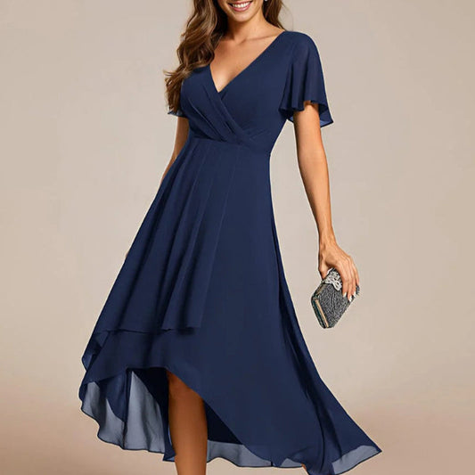 Sigrid Elegant Midi Dress with V-Neck