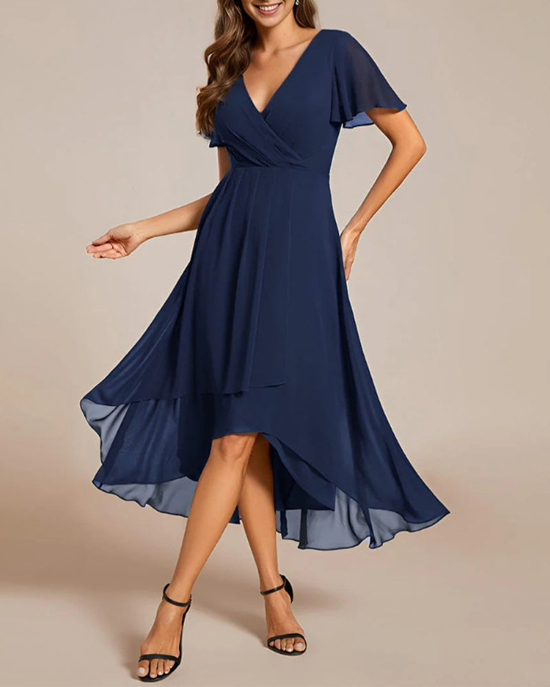 Sigrid Elegant Midi Dress with V-Neck